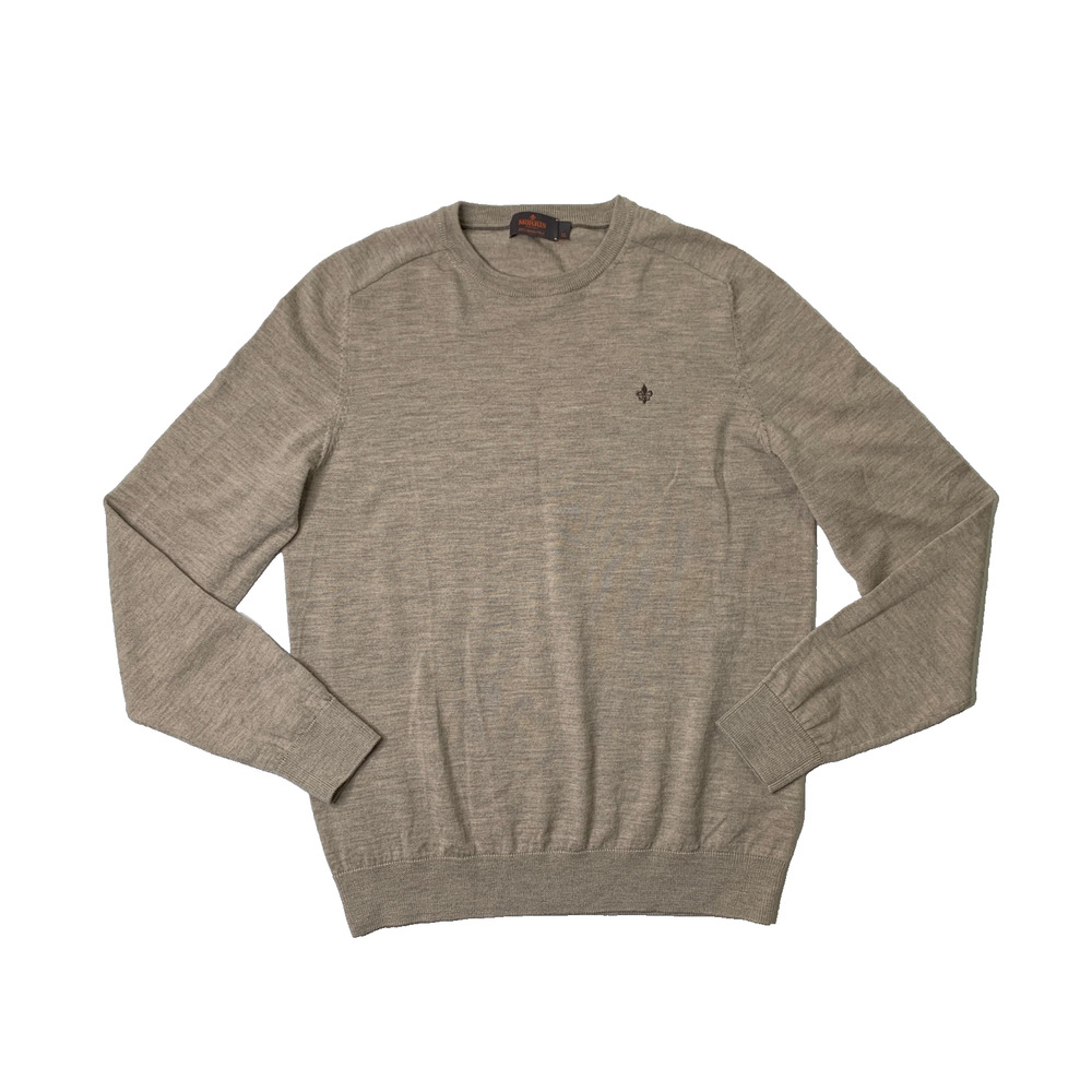 Morris Stockholm Sweater Mens XL Extra Large Beige Merino Wool Oneck Pullover